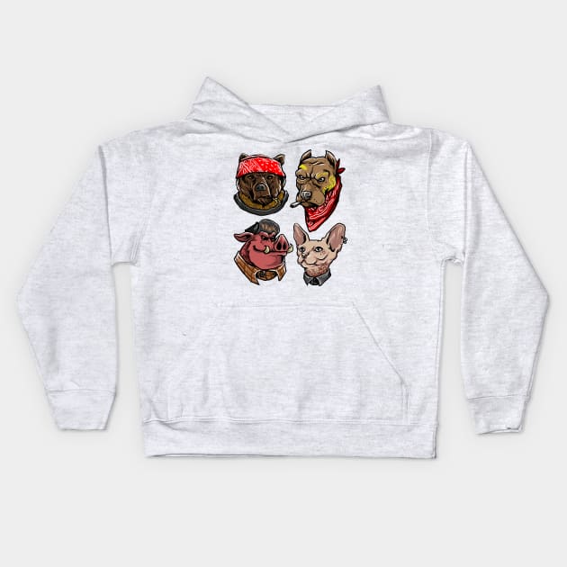 gangster animal Kids Hoodie by Mako Design 